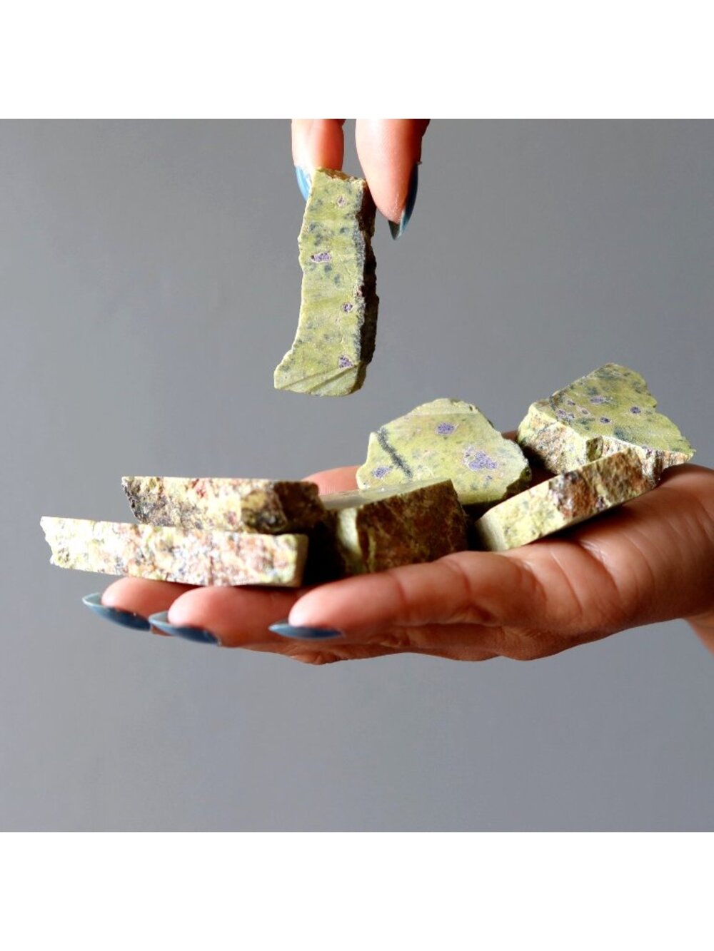 Serpentine Raw Bulk Lot of 7 Atlantisite Crystals Green Purple Stones